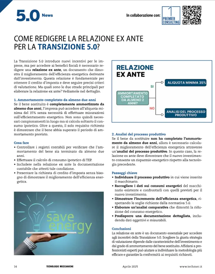 Come redigere la relazione ex ante per la transizione 5.0? - Premier Consulting Come redigere la relazione ex ante per la transizione 5.0? - Premier Consulting
