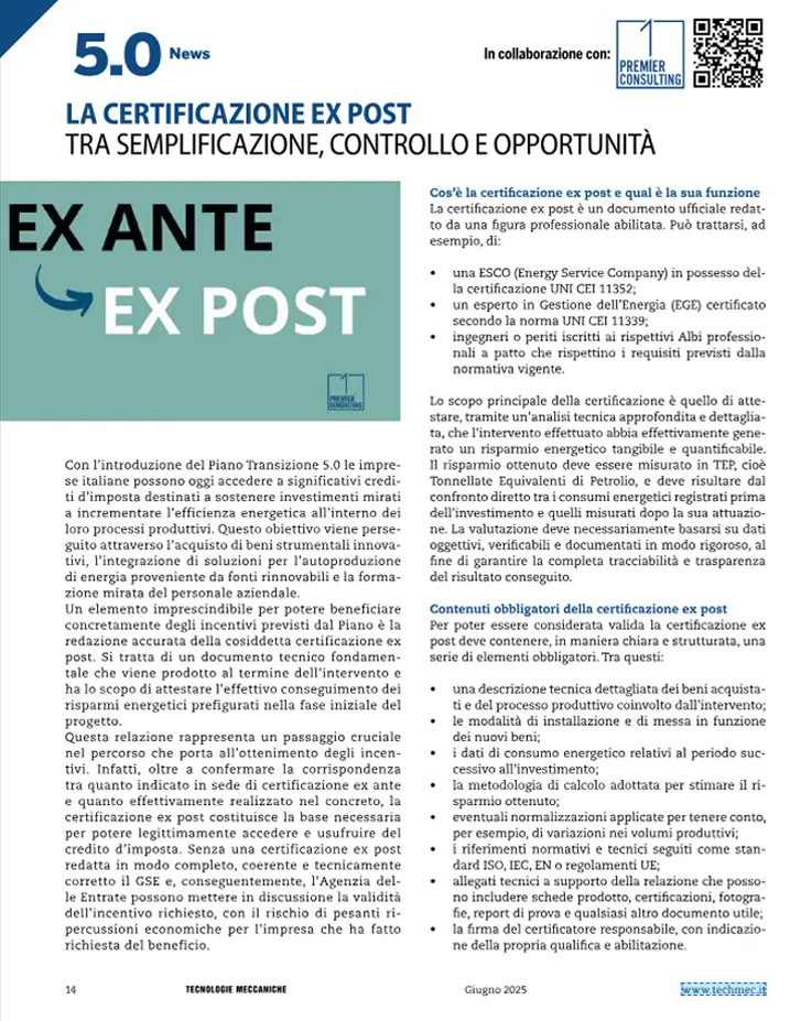 La certificazione ex post tra semplificazione, controllo e opportunità - Premier Consulting La certificazione ex post tra semplificazione, controllo e opportunità - Premier Consulting